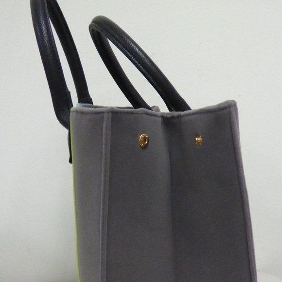 LULU dharma gray blue green stripes velvet tote bag 18" NEW - Picture 4 of 5